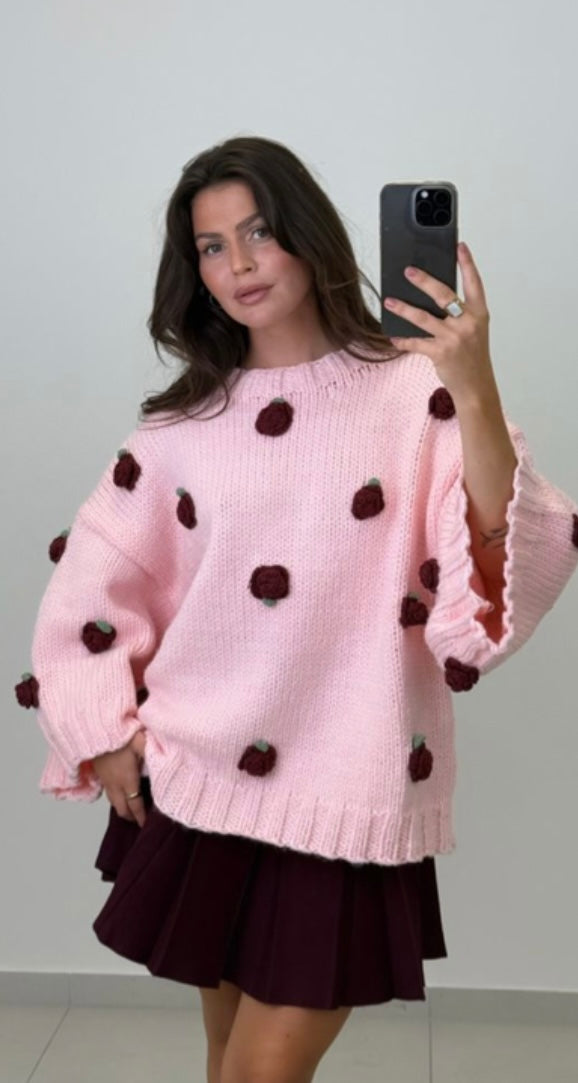 Oversize Pullover Handmade Rosé