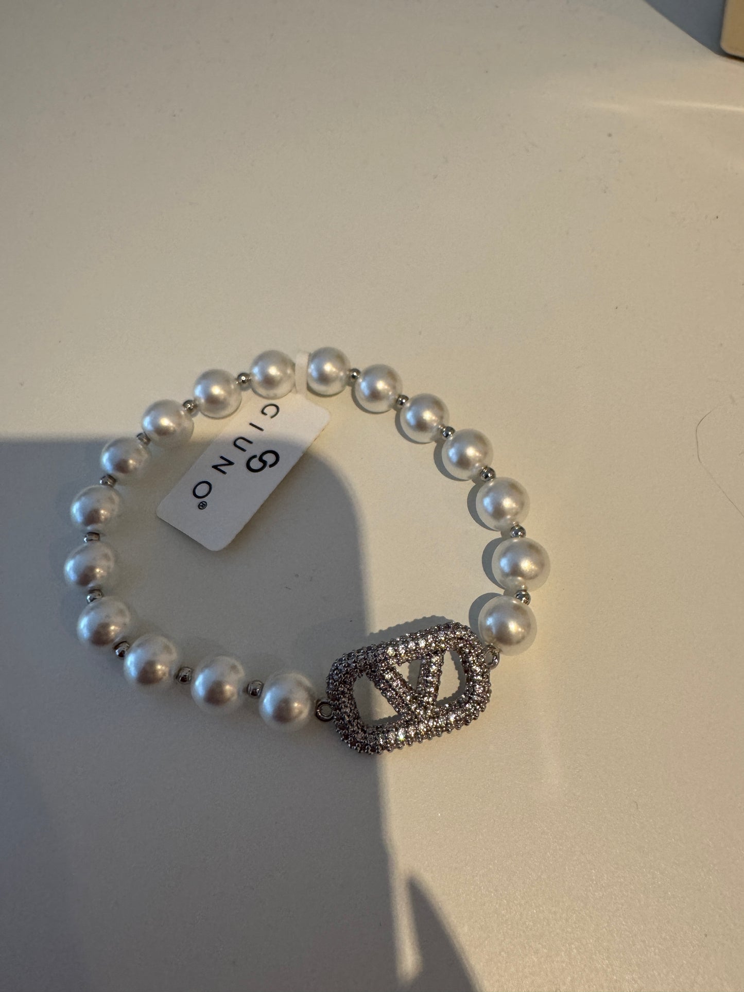 Big Perlen Armband mit V Straß