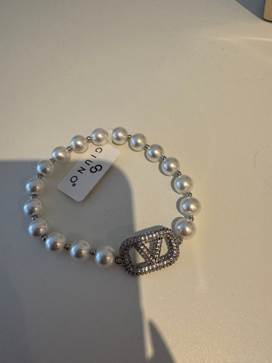 Big Perlen Armband mit V Straß