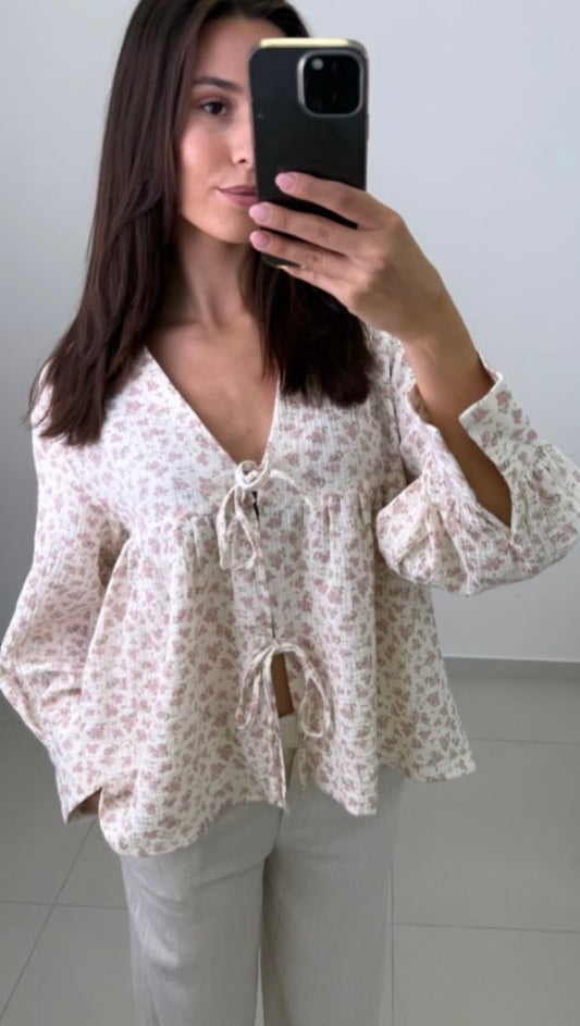 Musselin Oversize Bluse Rosiii
